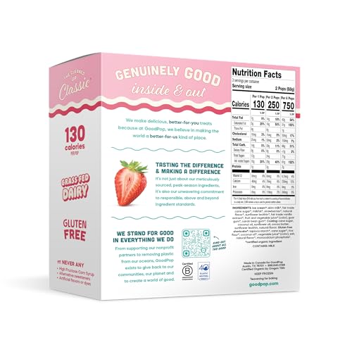 Goodpop Gluten Free Strawberry Shortcake Ice Cream Bars - Healthy Snack for Diabetics and Allergies, Perfect for Picnics