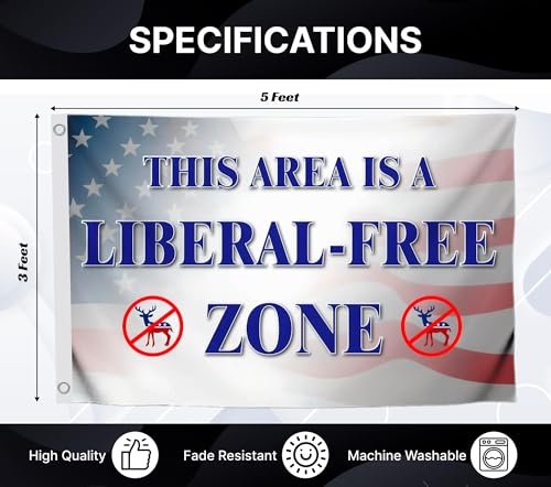 Liberal Free Zone Flag 3x5 Feet Durable And Fade Resistant Anti Conservative Political Rebel Yard Flags